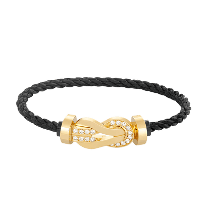 [LUCKY LOVE]CHANCE LARGE 8 FIGURE BUCKLE HALF DIAMOND BRACELET GOLD