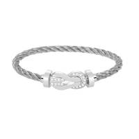 [LUCKY LOVE]CHANCE LARGE 8 FIGURE BUCKLE HALF DIAMOND BRACELET SILVER