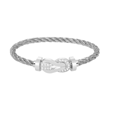 [LUCKY LOVE]CHANCE LARGE 8 FIGURE BUCKLE HALF DIAMOND BRACELET SILVER