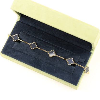 [LUCKY LOVE] CLOVER 5 MOTIF ONYXS BRACELET COLLECTION