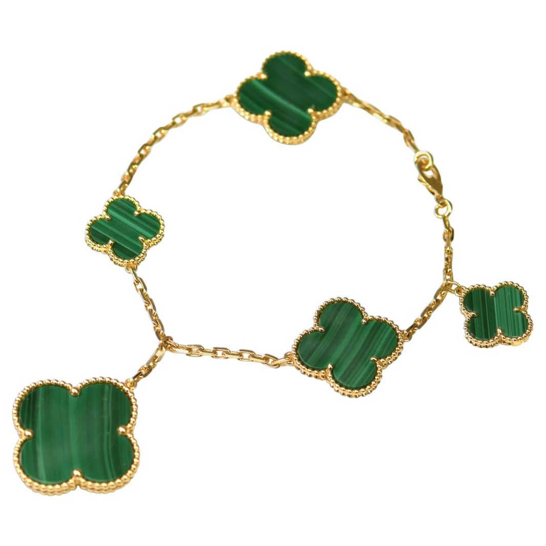 [LUCKY LOVE]MAGIC CLOVER MALACHITE GOLD BRACELET 5 MOTIFS