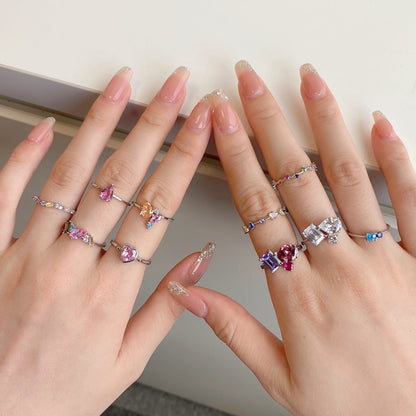 [LUCKY LOVE]Radiant Colorful Round Cut Daily Ring