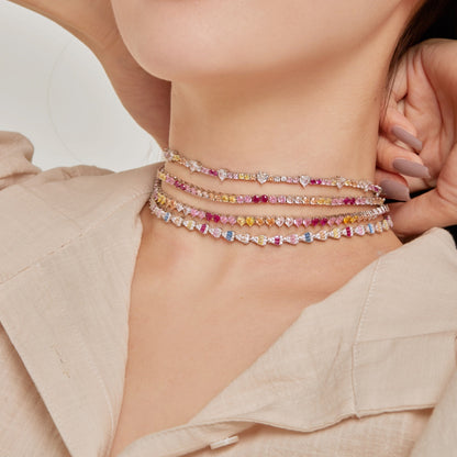 [LUCKY LOVE]Delicate Colorful Rainbow Tennis Chain