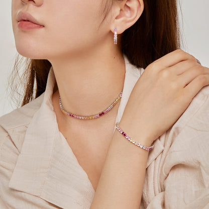 [LUCKY LOVE]Luxurious Colorful Romantic Heart Shape Lover Bracelet