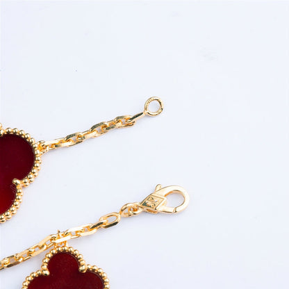 [LUCKY LOVE]CLOVER BRACELET 5 MOTIFS CARNELIAN TIGER EYE