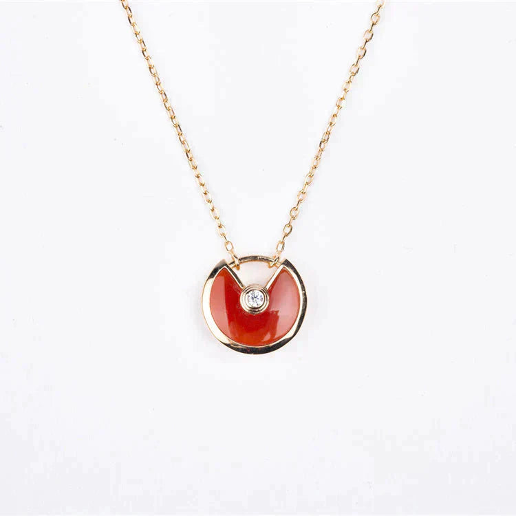 [LUCKY LOVE]AMULETTE GOLD CARNELIAN ONYX NECKLACE