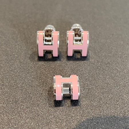 [LUCKY LOVE]MINI POP H SILVER EARRINGS PINK