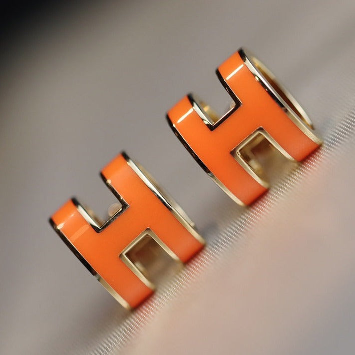 [LUCKY LOVE]MINI POP H EARRINGS ORANGE