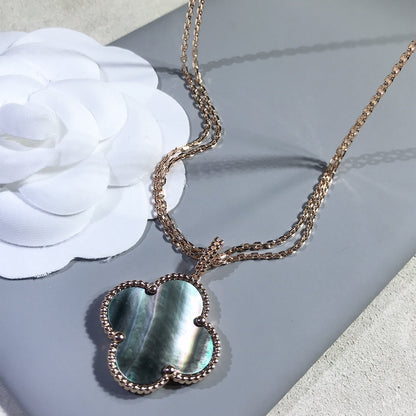 [LUCKY LOVE]CLOVER 25MM GOLD DARK MOP BIG CLOVER NECKLACE