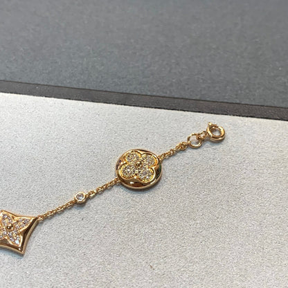 [LUCKY LOVE]STAR AND SUN 4 MOTIFS GOLD DIAMONDS BRACELET