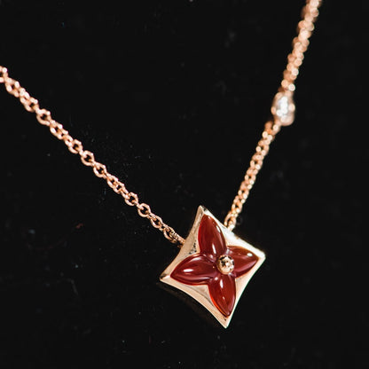 [LUCKY LOVE]STAR NECKLACE PINK GOLD 1 DIAMOND