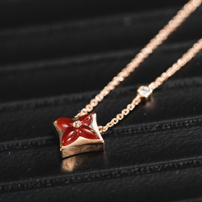 [LUCKY LOVE]STAR NECKLACE PINK GOLD 1 DIAMOND