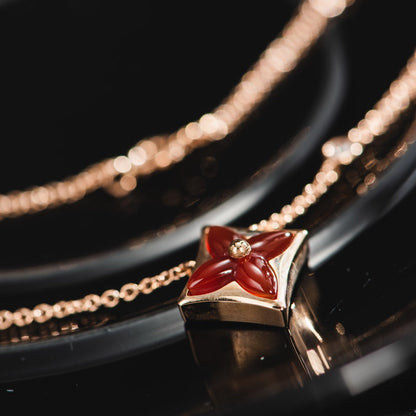 [LUCKY LOVE]STAR NECKLACE PINK GOLD 1 DIAMOND