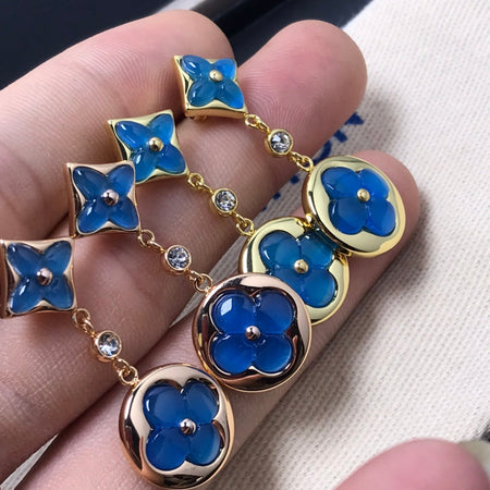 [LUCKY LOVE]STAR AND SUN AGATE DIAMOND EARRINGS