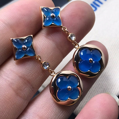 [LUCKY LOVE]STAR AND SUN AGATE DIAMOND EARRINGS