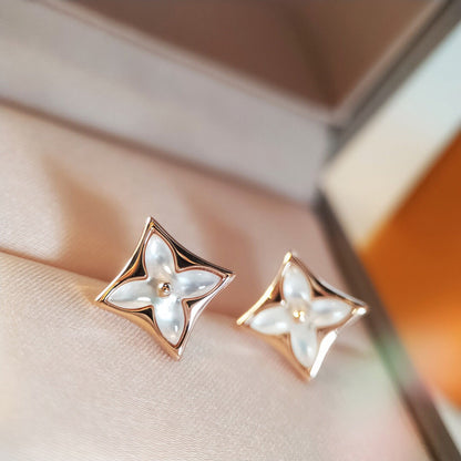 [LUCKY LOVE]STAR MOP PINK GOLD EARRINGS
