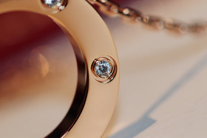 [LUCKY LOVE]LOVE NECKLACE 16MM 6 DIAMONDS PINK GOLD