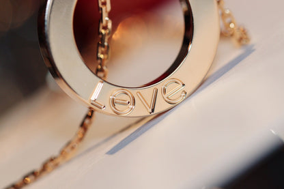 [LUCKY LOVE]LOVE NECKLACE 16MM 6 DIAMONDS PINK GOLD