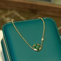 [LUCKY LOVE]SUN MALACHITE 1 DIAMOND PINK GOLD BRACELET