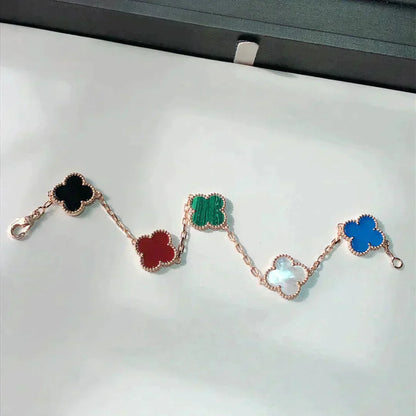 [LUCKY LOVE]CLOVER 5 MOTIFS MULTICOLOR BRACELET