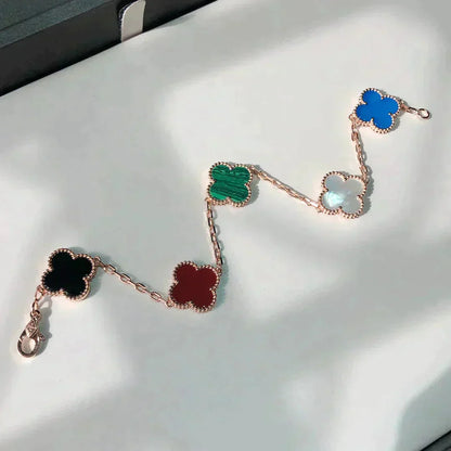 [LUCKY LOVE]CLOVER 5 MOTIFS MULTICOLOR BRACELET