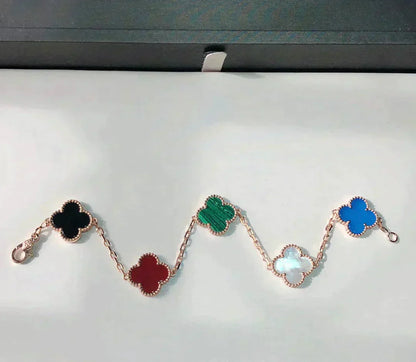 [LUCKY LOVE]CLOVER 5 MOTIFS MULTICOLOR BRACELET