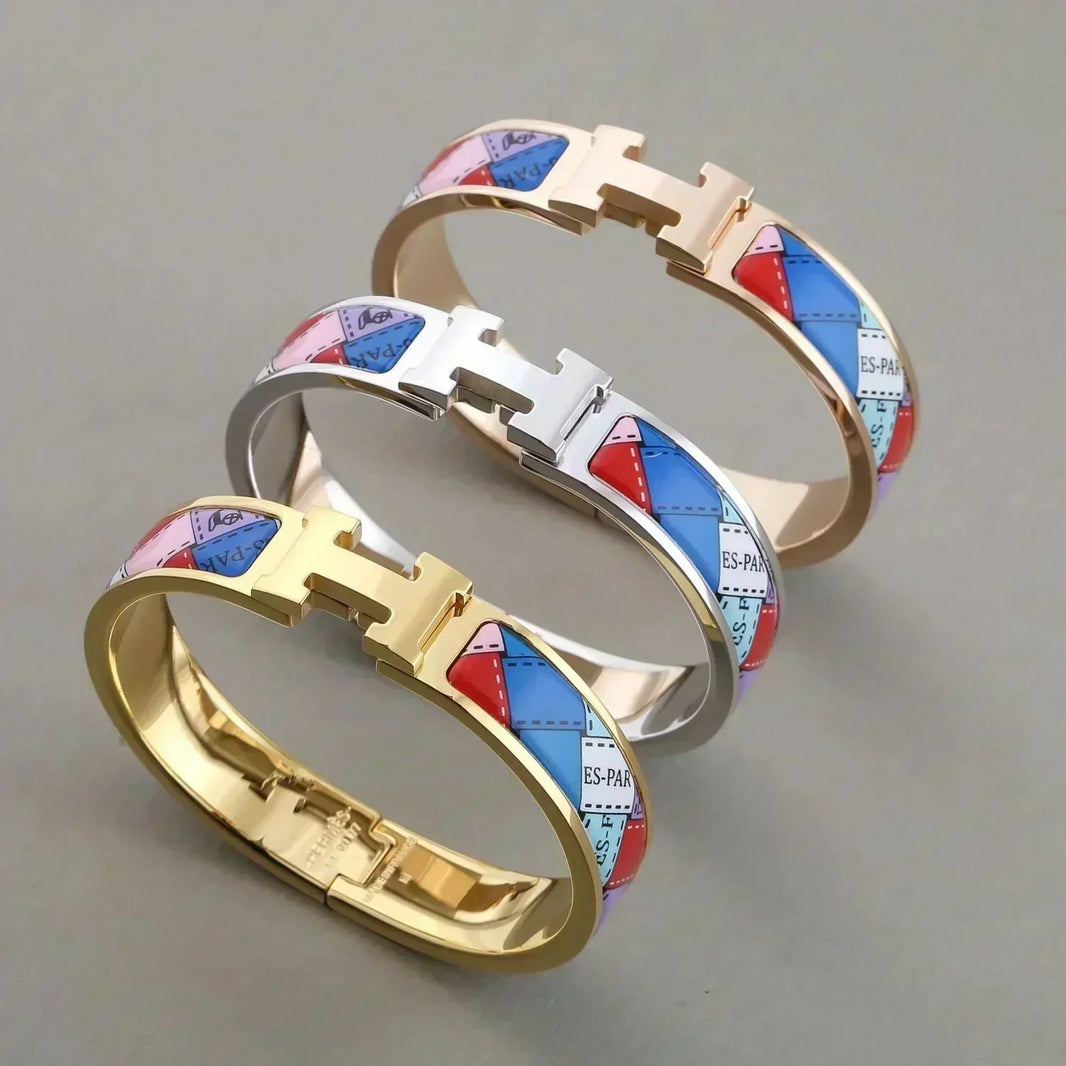 [LUCKY LOVE]H BRACELET DOTTED BORDER 12MM