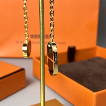 [LUCKY LOVE]CHAINE VERSO BLACK CERAMIC EARRINGS