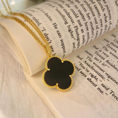 [LUCKY LOVE]CLOVER 25MM NECKLACE GOLD ONYX