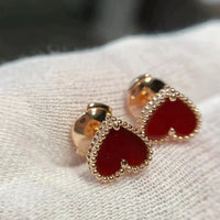 [LUCKY LOVE]HEART CARNELIAN STUD EARRINGS
