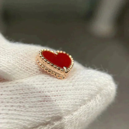[LUCKY LOVE]HEART CARNELIAN STUD EARRINGS