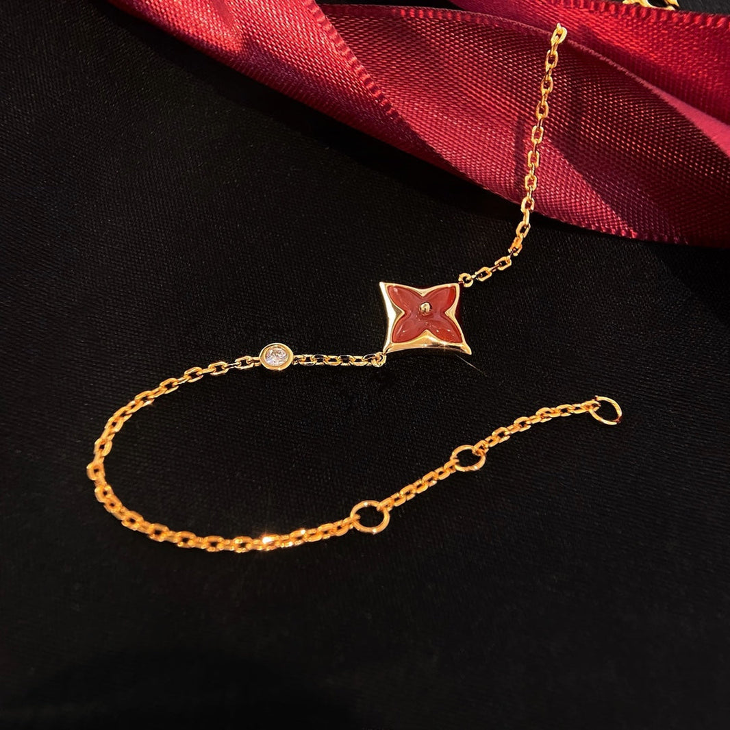 [LUCKY LOVE]COLOR STAR CARNELIAN PINK GOLD DIAMOND BRACELET