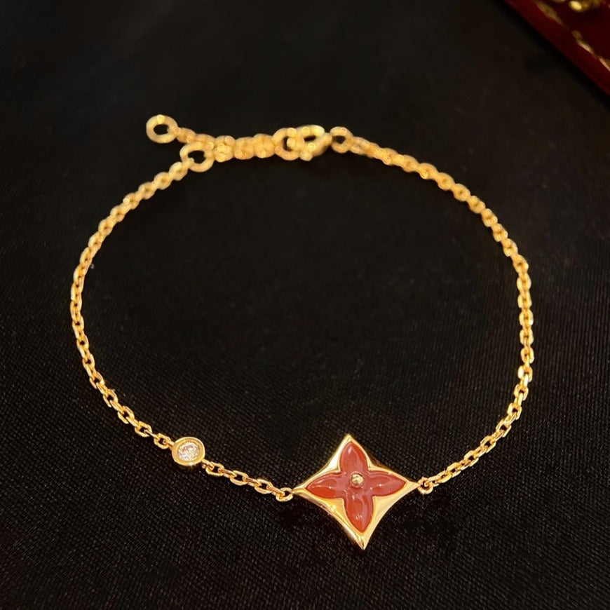 [LUCKY LOVE]COLOR STAR CARNELIAN PINK GOLD DIAMOND BRACELET