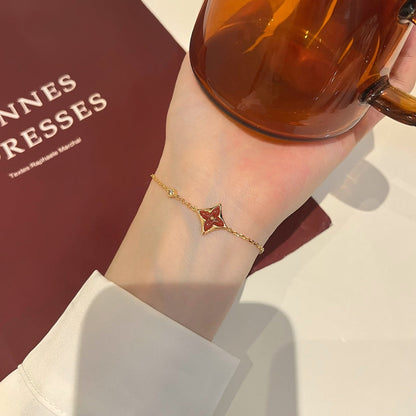 [LUCKY LOVE]COLOR STAR CARNELIAN PINK GOLD DIAMOND BRACELET
