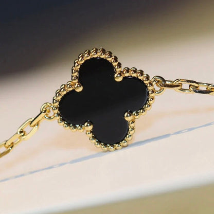 [LUCKY LOVE]CLOVER 20 MOTIFS ONYX NECKLACE