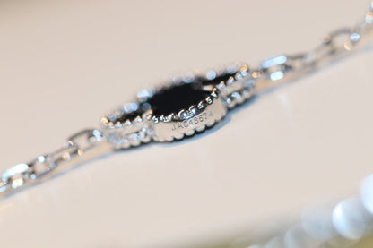 [LUCKY LOVE]CLOVER 20 MOTIFS ONYX DIAMOND SILVER