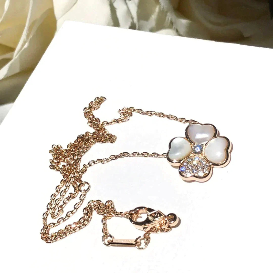 [LUCKY LOVE]CLOVER MOP DIAMOND ROSE GOLD NECKLACE