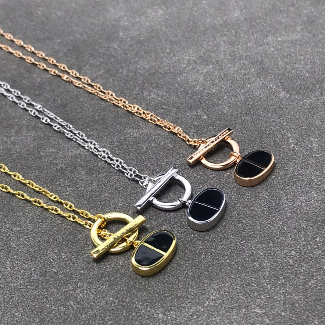 [LUCKY LOVE]CHAINE VERSO BLACK CERAMIC  NECKLACE