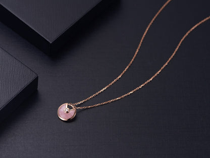 [LUCKY LOVE]AMULETTE ROSE GOLD PINK MOP NECKLACE