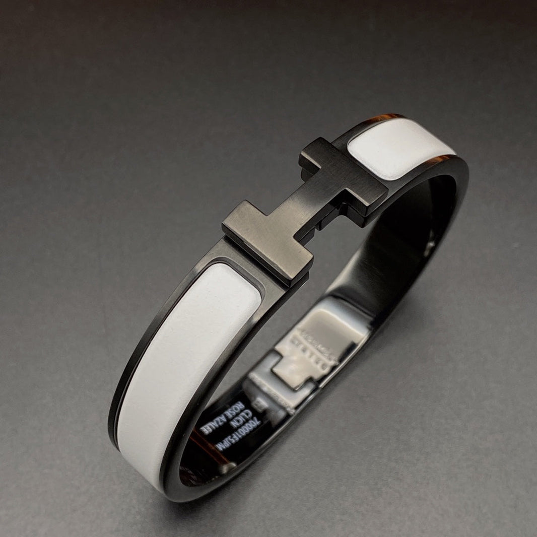 [LUCKY LOVE]H BRACELET 12MM BLACK WHITE CERAMIC