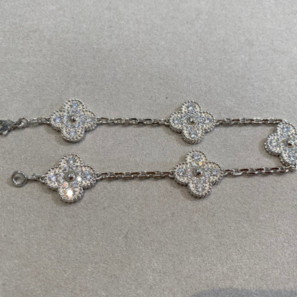 [LUCKY LOVE] CLOVER 5 MOTIF FULL DIAMOND BRACELET COLLECTION