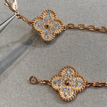 [LUCKY LOVE] CLOVER 5 MOTIF FULL DIAMOND BRACELET COLLECTION