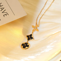 [LUCKY LOVE]STAR AND SUN ONYX PINK GOLD NECKLACE