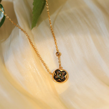 [LUCKY LOVE]SUN PEDANT PINK GOLD 1 DIAMOND NECKLACE