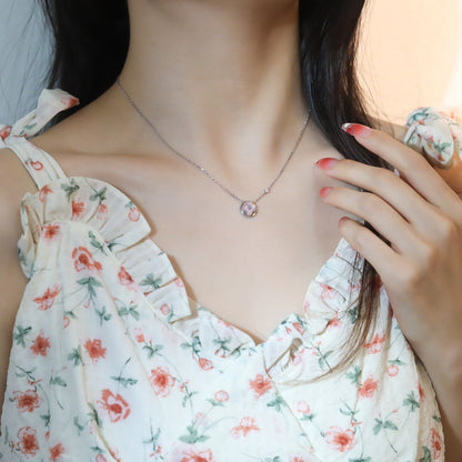 [LUCKY LOVE]SUN PEDANT PINK GOLD 1 DIAMOND NECKLACE