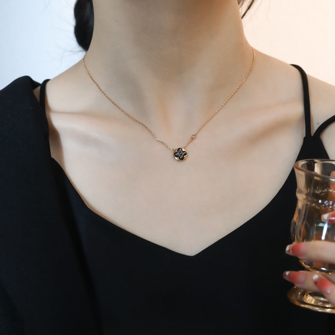 [LUCKY LOVE]SUN PEDANT PINK GOLD 1 DIAMOND NECKLACE