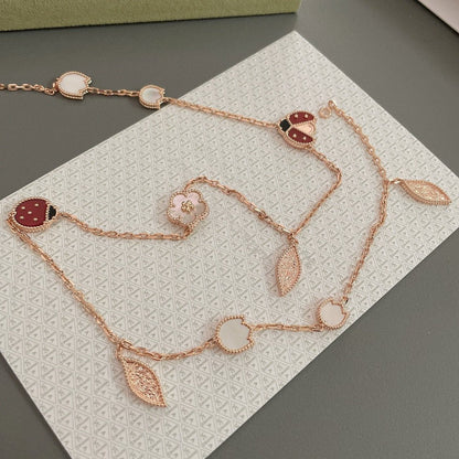 [LUCKY LOVE]LUCKY SPRING 15 MOTIFS ROSE GOLD NECKLACE