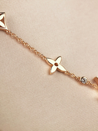 [LUCKY LOVE]STAR AND SUN 7 MOTIFS GOLD BRACELET
