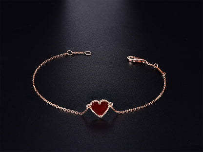 [LUCKY LOVE]HEART CARNELIAN PINK GOLD BRACELET