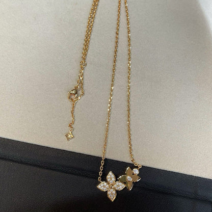 [LUCKY LOVE]STAR BLOSSOM NECKLACE PINK GOLD DIAMONDS